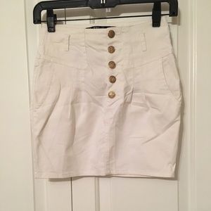 ZARA White Mini Skirt Gold Buttons